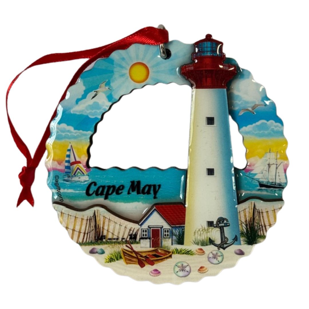 Cape May Lighthouse & Beach Scene Ornament