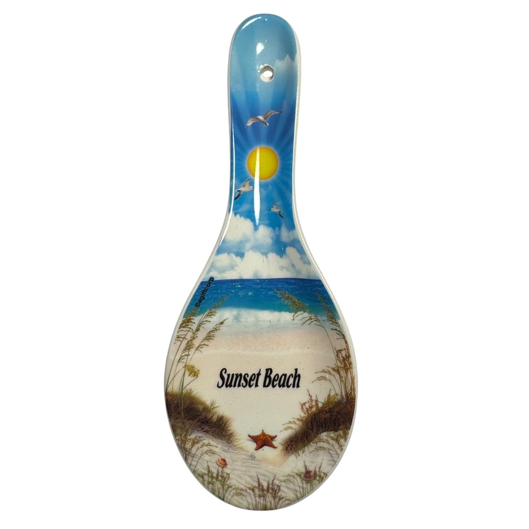 Sunset Beach Seashore Scene Spoon Rest