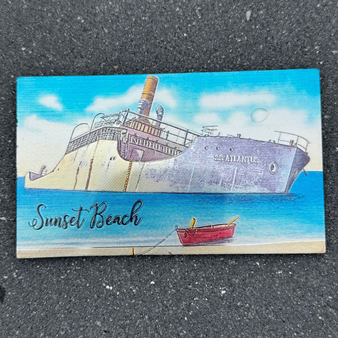 Sunset Beach with SS Atlantus Magnet