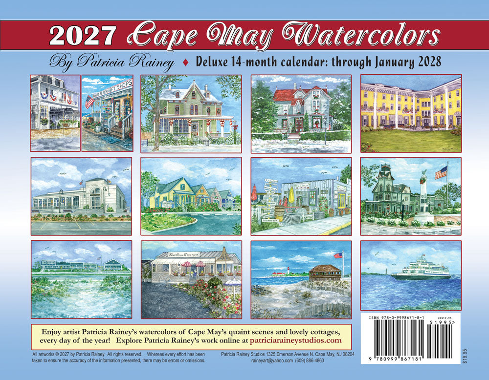 2027 Cape May Watercolor Calendar