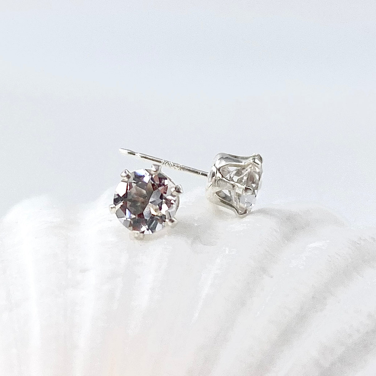 Cape May Diamond Post Earrings in Sterling Silver