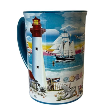 Cape May Lighthouse and Beach Scene Mug
