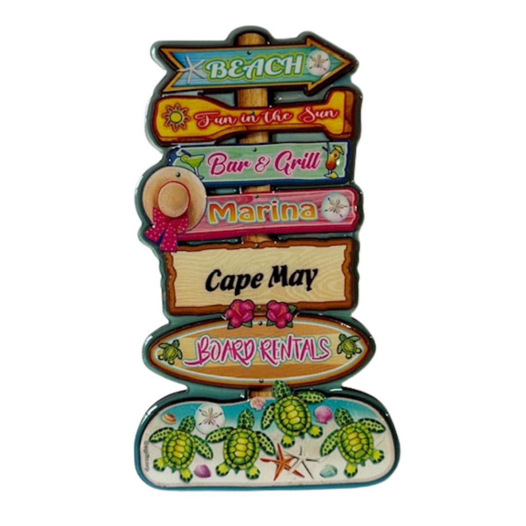 Cape May Beach Sign with Turtles Mag