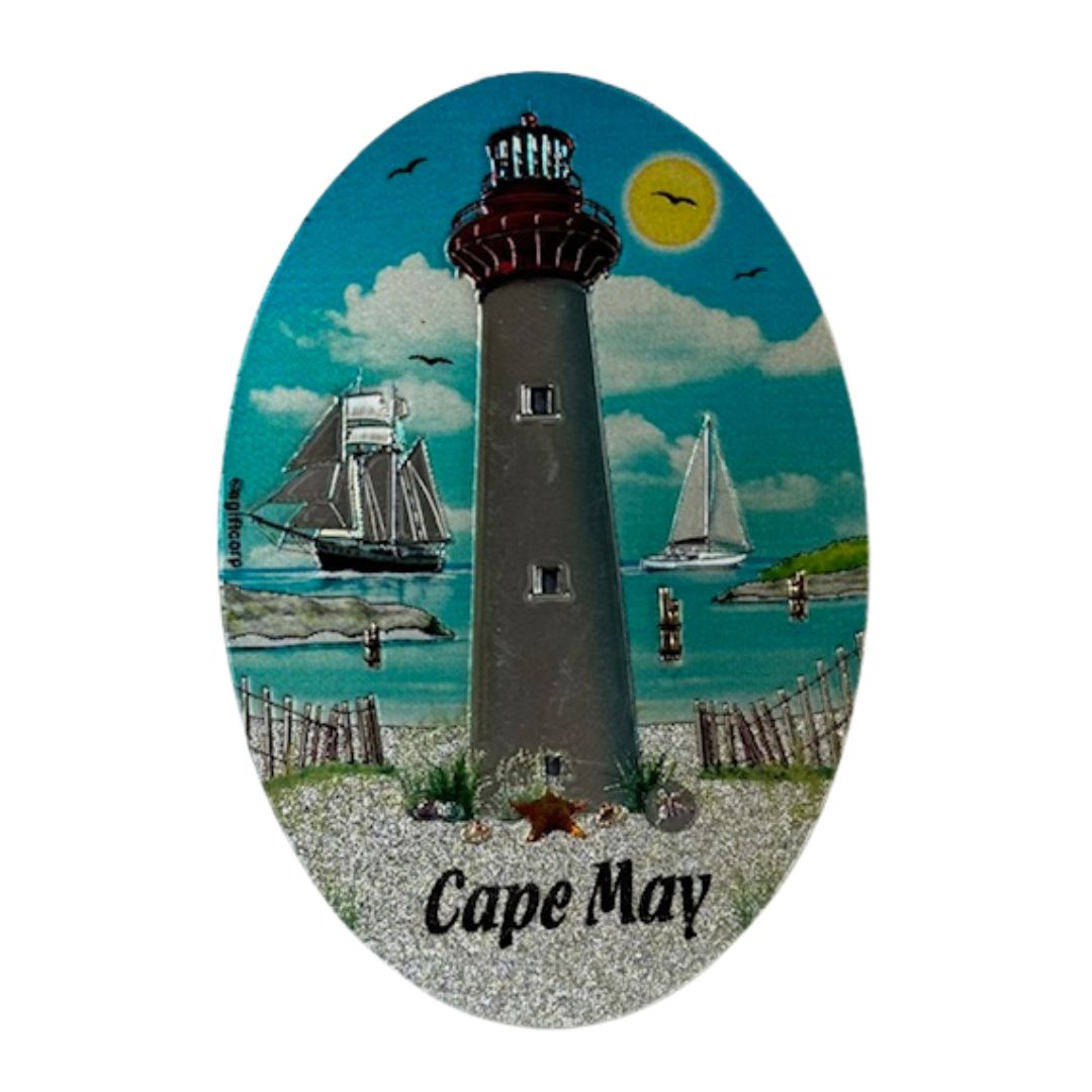 Cape May Lighthouse and Boast Oval Magnet