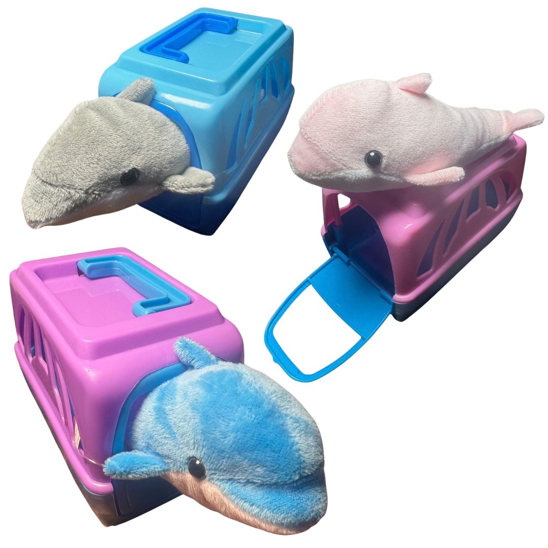 Plush Dolphin with Pet Carrier