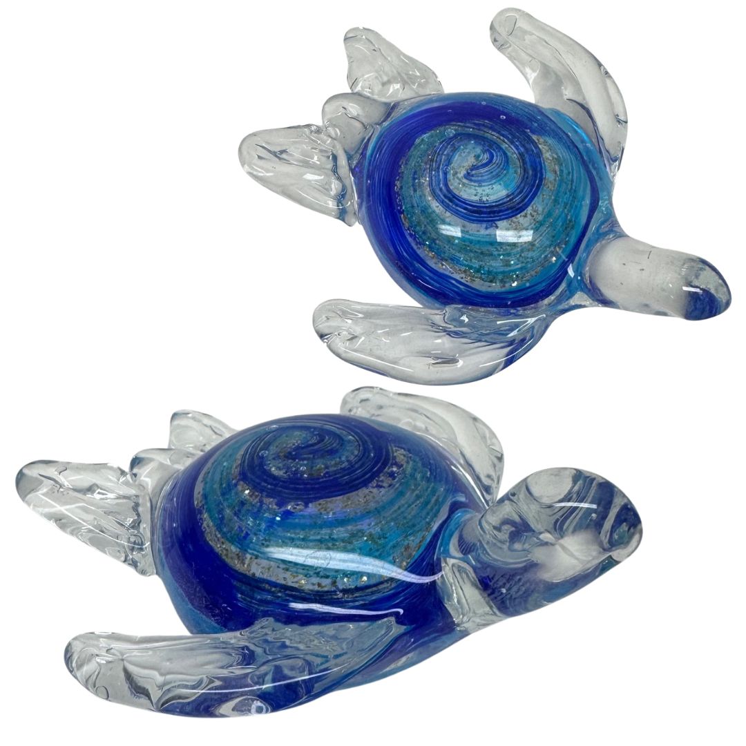 Glass Turtle - Blue Swirl