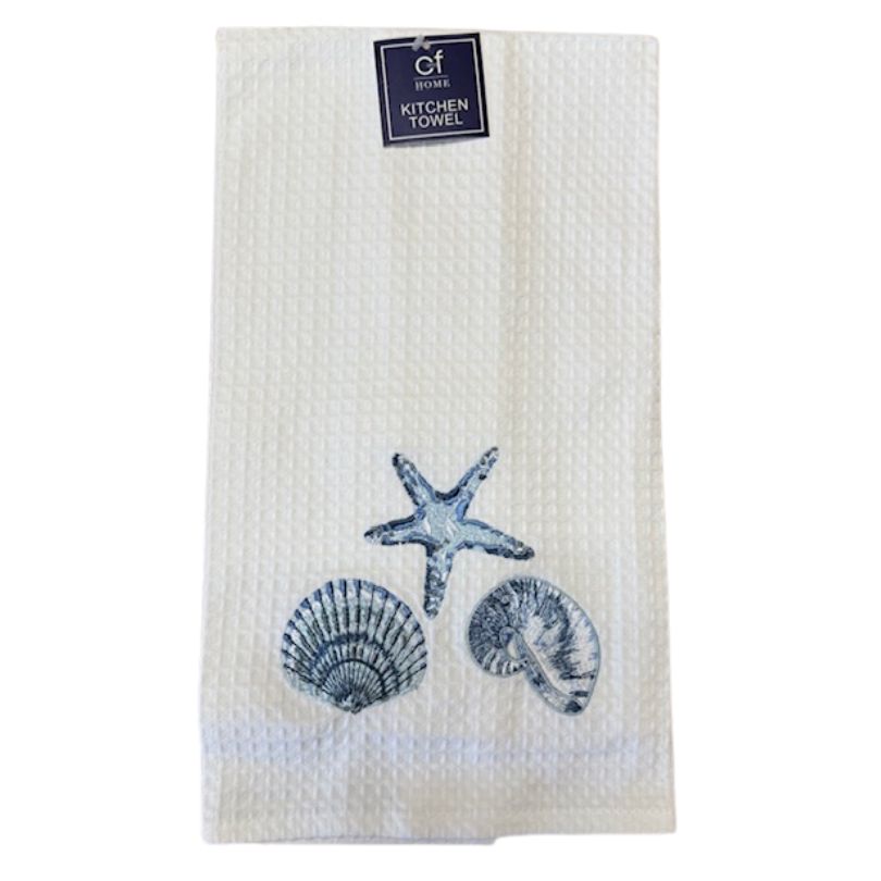 Starfish and Seashell Dish Towel