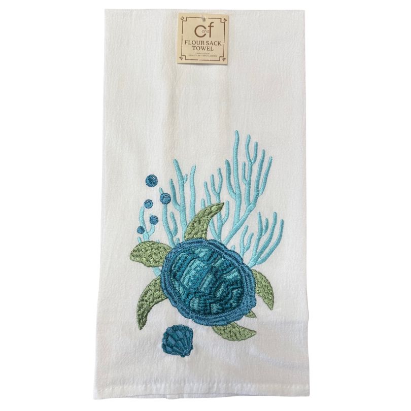 Turtle with Bubbles and Sea Grass Dish Towel