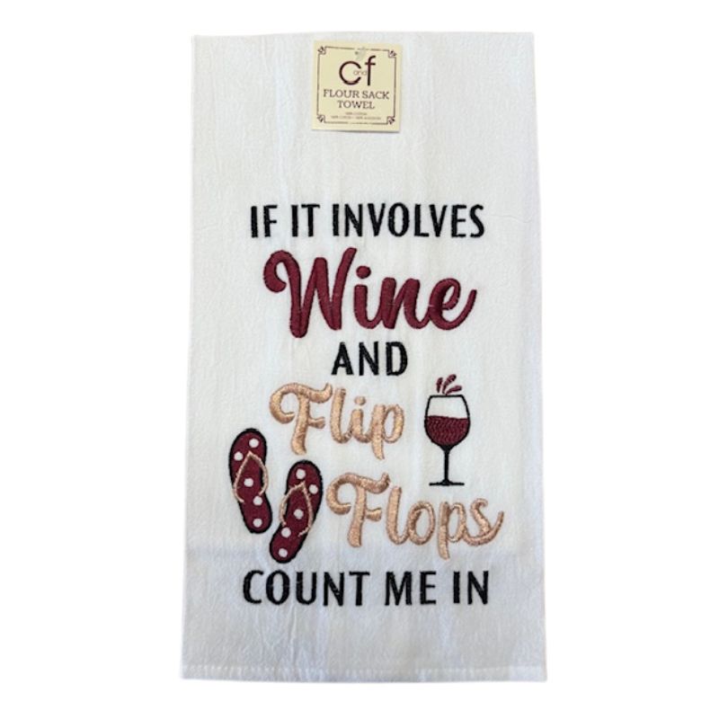 Wine and Flip Flops Dish Towel