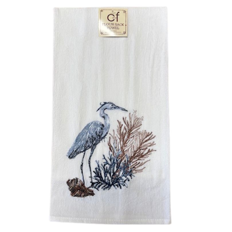 Blue Heron and Sea Grass Dish Towel