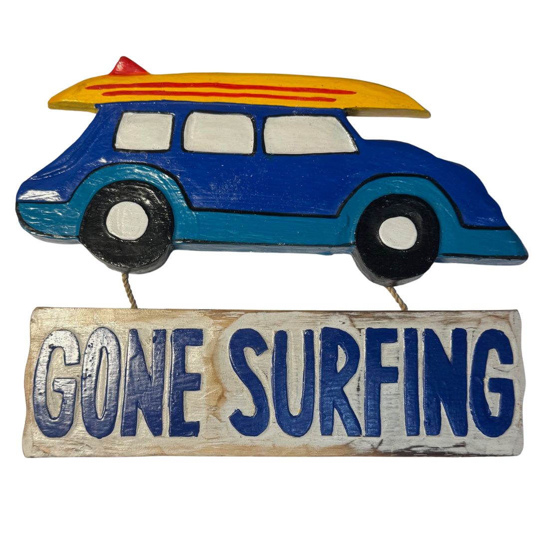 Gone Surfing Wood Sign