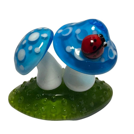 Mushrooms and Ladybug Glass Figurine
