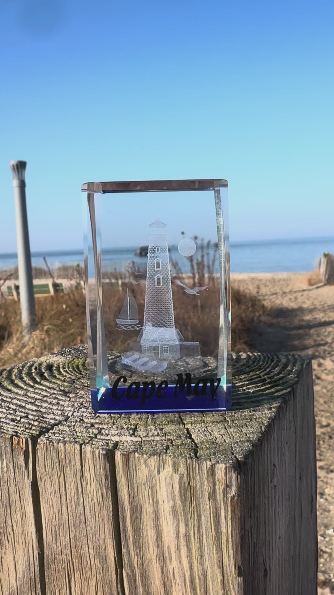 Cape May Beach Scene with Lighthouse Hologram