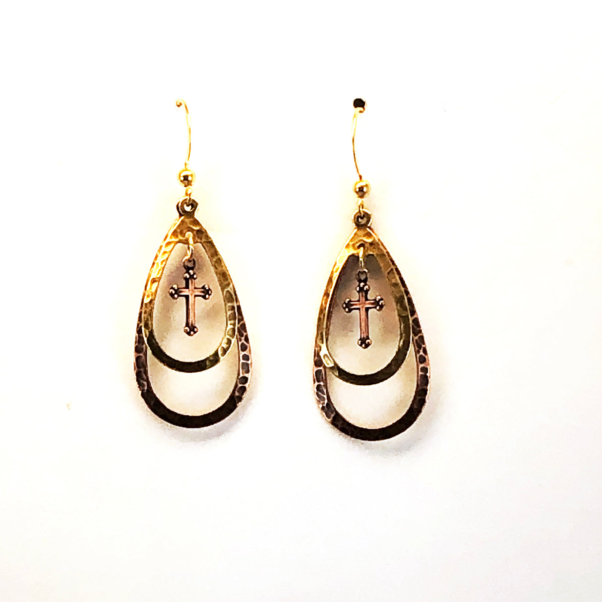 Oval Cross Dangle Earrings by Wheeler