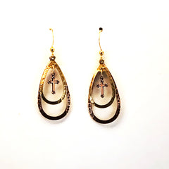 Oval Cross Dangle Earrings by Wheeler